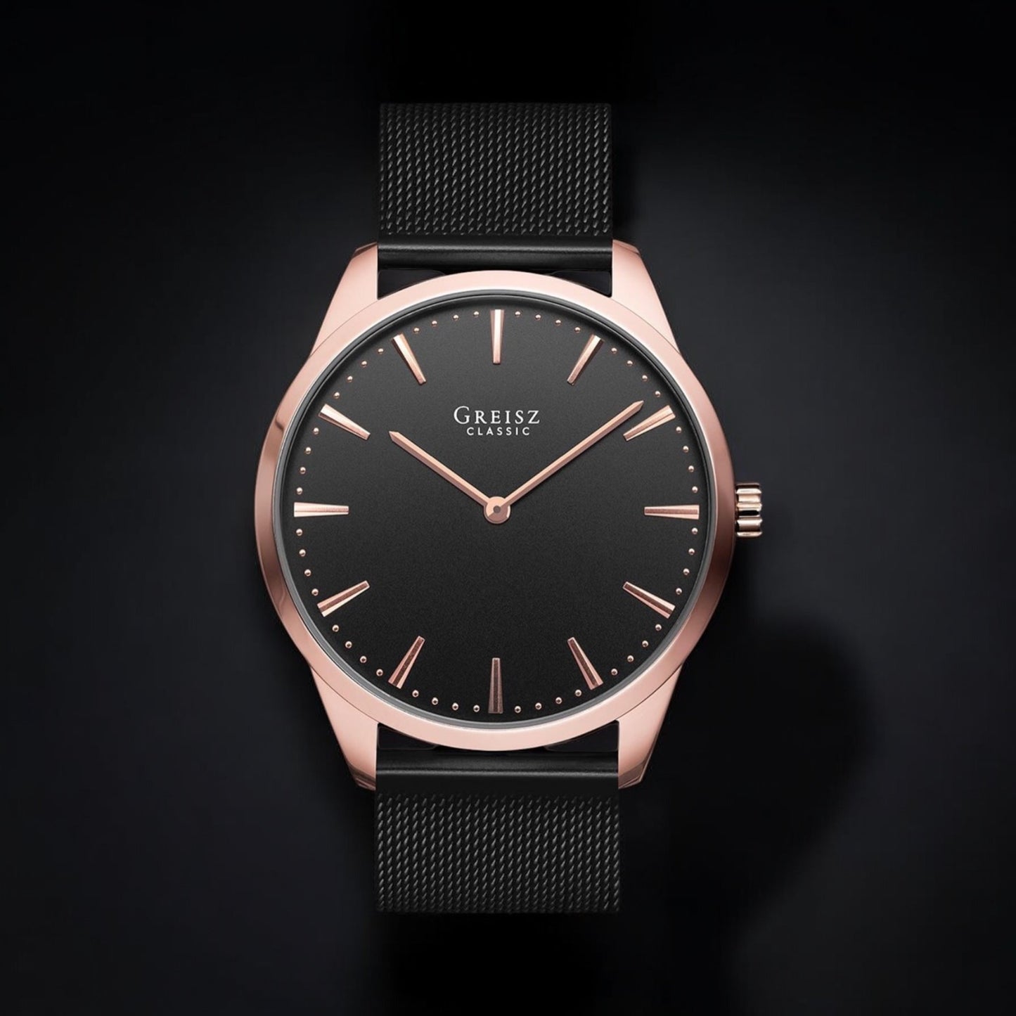 GREISZ 1908 r1 [roséguld+svart] 40mm Black Mesh