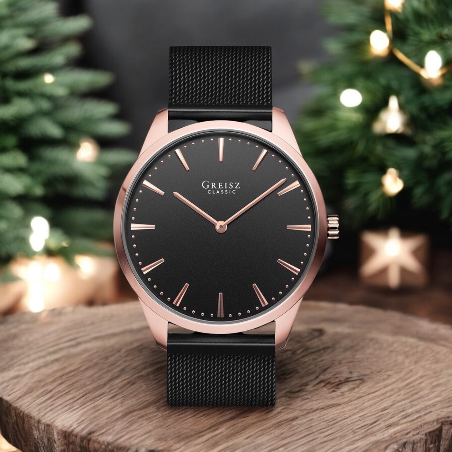 GREISZ 1908 r1 [roséguld+svart] 40mm Black Mesh